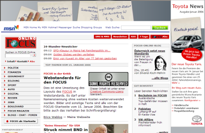 Screenshot des Focus mit Webstandards Screenshot des Focus mit Webstandards