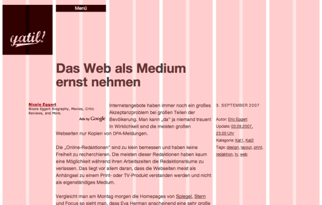 Das neue Layout von yatil.de mit überlagertem Grid